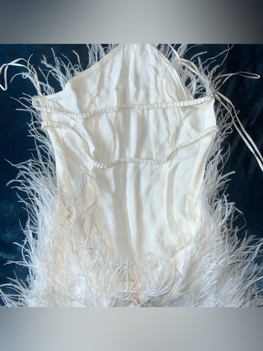Cult Gaia Vale Shannon White Bridal Mini Dress Feather - Picture 10 of 15